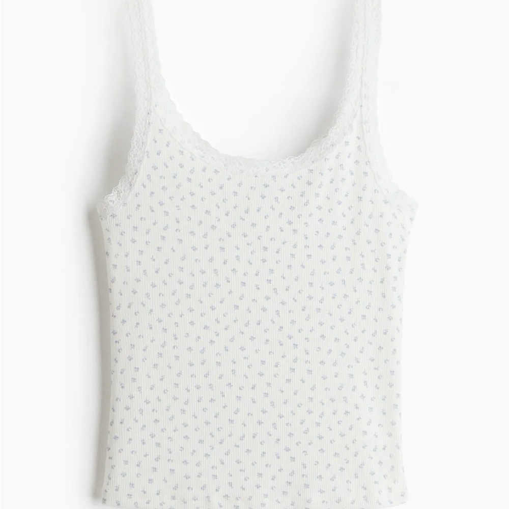 H&M Divided NWT White Floral Lace Trim Camisole